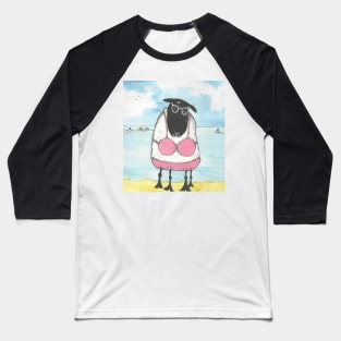 Sheep, at the beach. Baseball T-Shirt